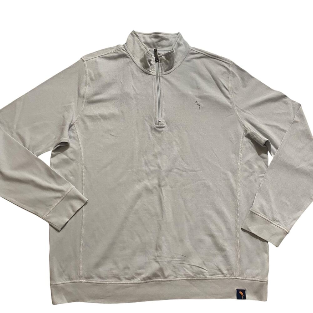Margaritaville Size XL 1/4 Zip Mock Neck Light Blue 100% Cotton Pullover Jacket